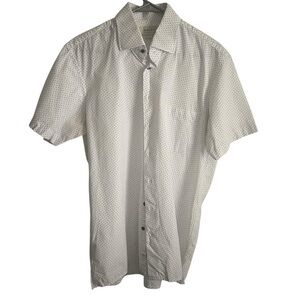 Hagen Carmel CA Shirt Mens Size large Classic Blue micro flowers short sleeve